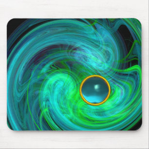 MOUSEPAD VÓRTICE DE LUZ AZUL VERDE COM PEDRA PRECIOSA AQUAM