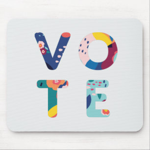 Mousepad Vote Floral Moderno Cor-de-Rosa Verde Azul