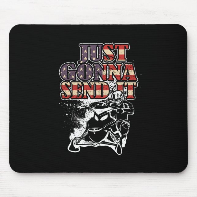Mousepad Vou Enviá-la Patriótica USA Flag Snowmobile (Frente)