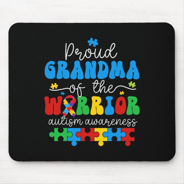 Mousepad Vovó Orgulhosa De Quebra-cabeça De Consciência Do  (Frente)