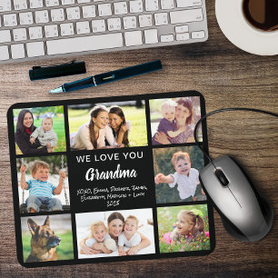 Mousepad Vovó Te Ama Foto Colagem Preta