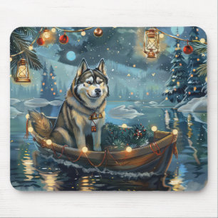 Mousepad Voyage festiva de Natal Malamute no Alasca