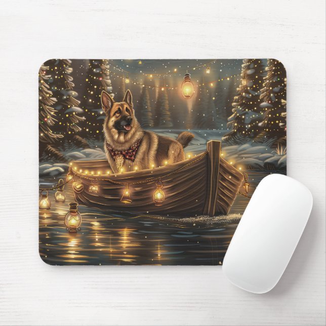 Mousepad Voz Festiva do Natal german shepherd (Com mouse)