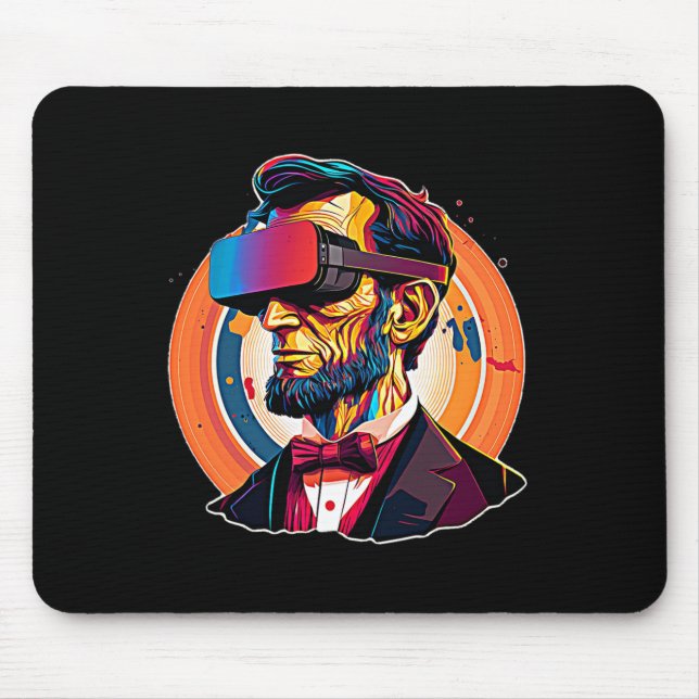 Mousepad Vr Headset Abraham Lincoln Video Game Virtual Real (Frente)