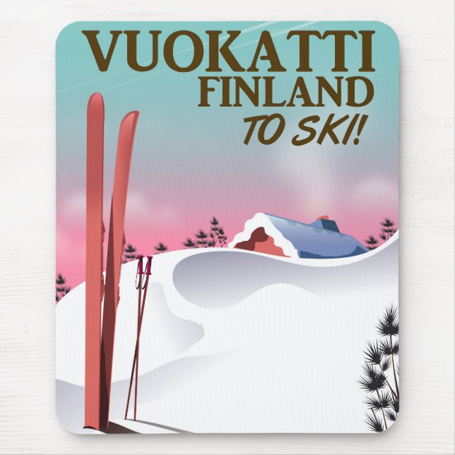 Mousepad Vuokatti Finlândia ski poster (Frente)