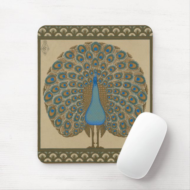 Mousepad Walter Crane Blue Peacock com a cauda (Com mouse)