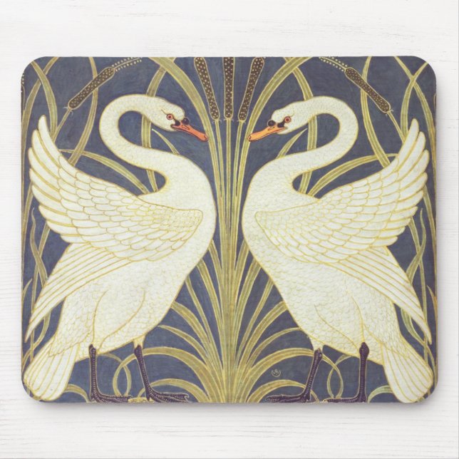 Mousepad Walter Crane Swan, Rush E Iris Art Nouveau (Frente)