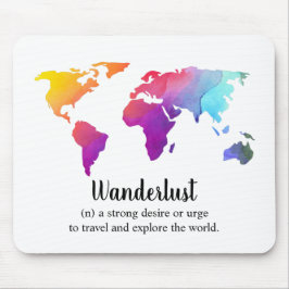 Mousepad Wanderlust/design colorido do mapa do mundo para