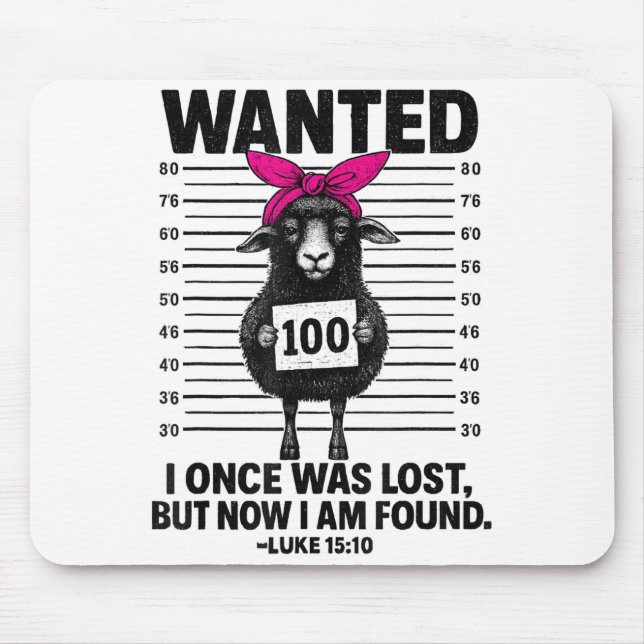 Mousepad Wanted I Once Was Lost Funny Sheep Quotes Jesus Ch (Frente)