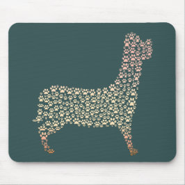 Mousepad Warm Gold Gradient Paw Print Dog Silhouette Fabric