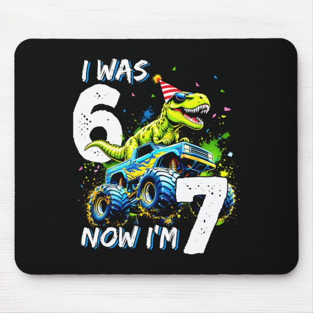 Mousepad Was 6 Now I'm 7 Year Old Birthday 67 Monster Truck (Frente)