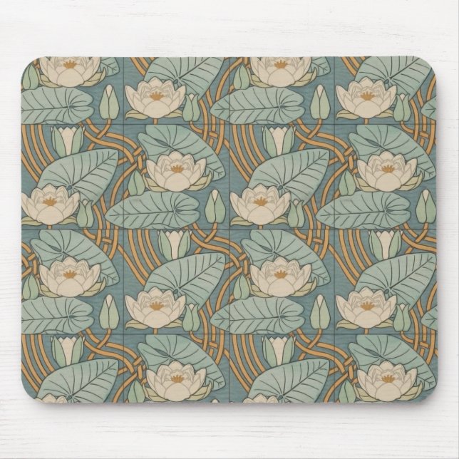 Mousepad Water Lily Art Nouveau Nature (Frente)