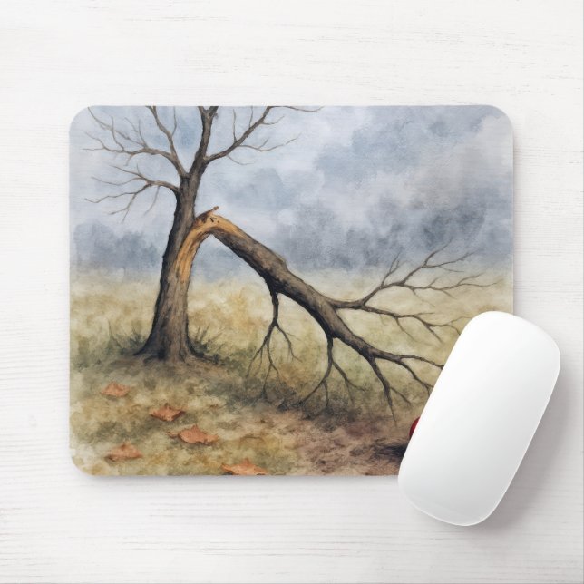 Mousepad Watercolor Apple Tree With Red Apple (Com mouse)
