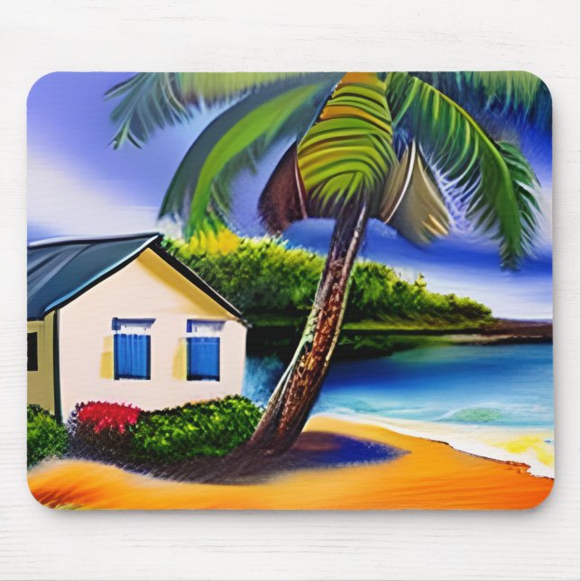 Mousepad Watercolor Beach Art (Frente)