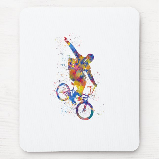 Mousepad Watercolor bmx rider (Frente)