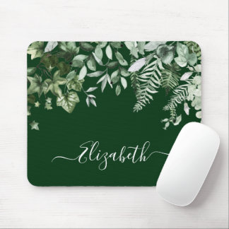 Mousepad Watercolor Botânica Ivy Sage Ferns Green