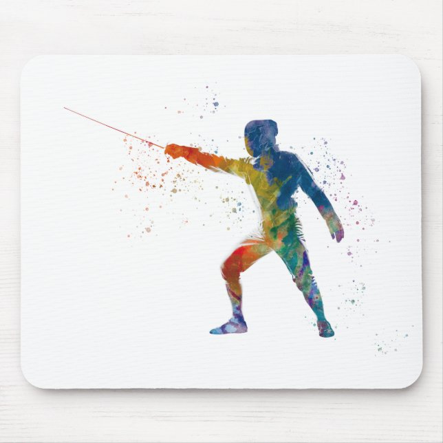 Mousepad watercolor fencing (Frente)