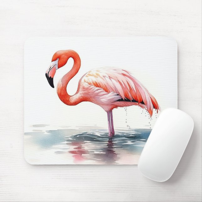 Mousepad Watercolor Flamingo (Com mouse)