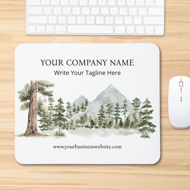 Mousepad Watercolor Green Forest Nature Outdoor Business (In situ)
