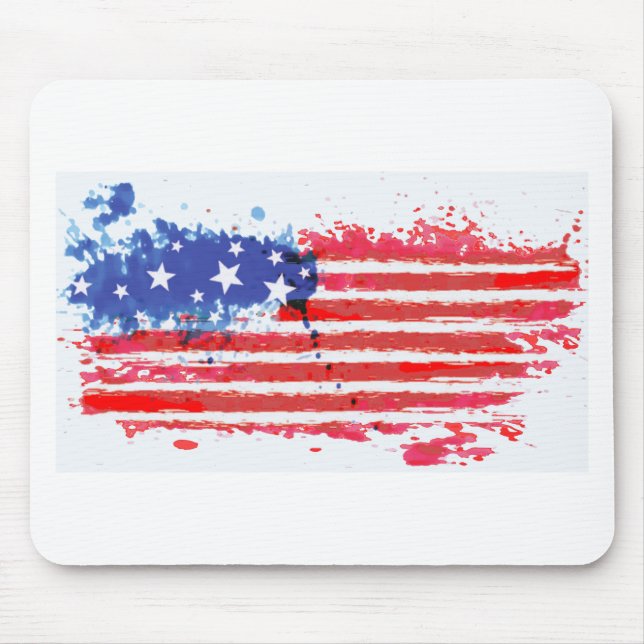 Mousepad watercolor grunge American Flag (Frente)