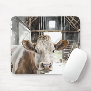 Mousepad Watercolor Hereford Cow Em Barn