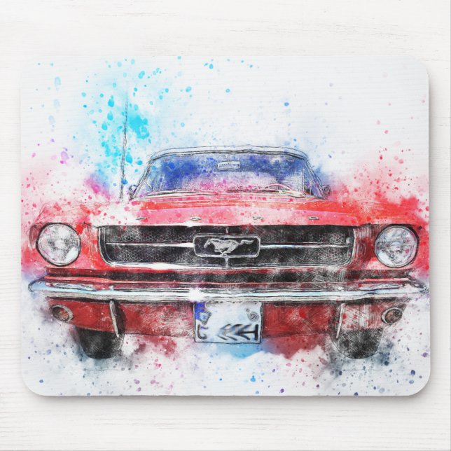 Mousepad Watercolor Red Mustang (Frente)