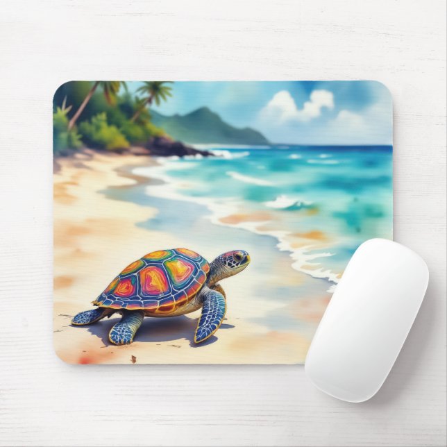 Mousepad Watercolor Sea Turtle (Com mouse)