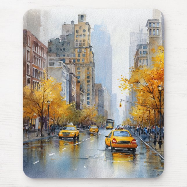 Mousepad Watercolour Autumn in New York (Frente)