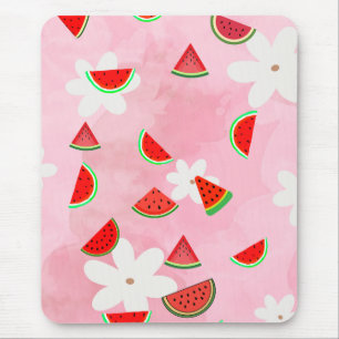 Mousepad Watermelon Bloom - Padrão Floral de Verão Divertid