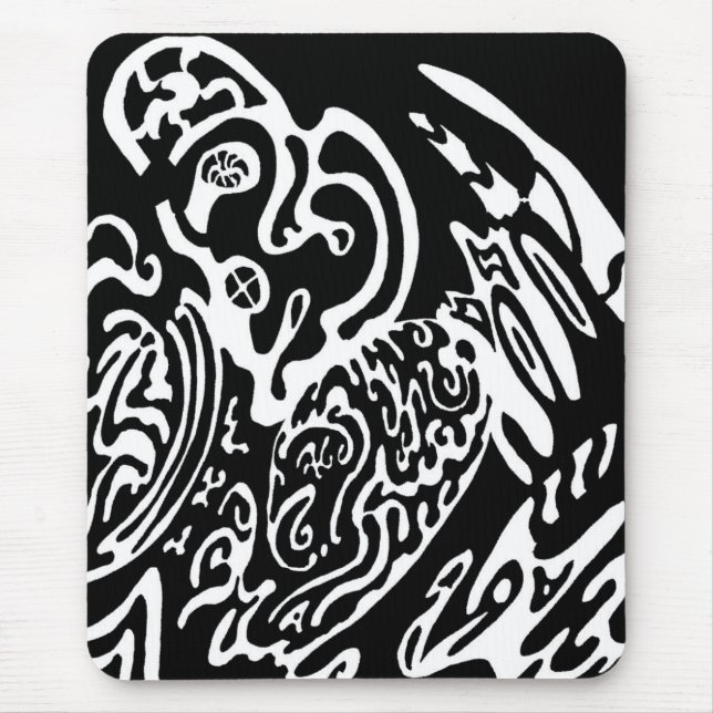 Mousepad "Wave Creature" B&W abstrato Art (Frente)