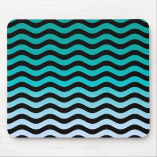Mousepad Wavy Turquoise Stripes Pattern