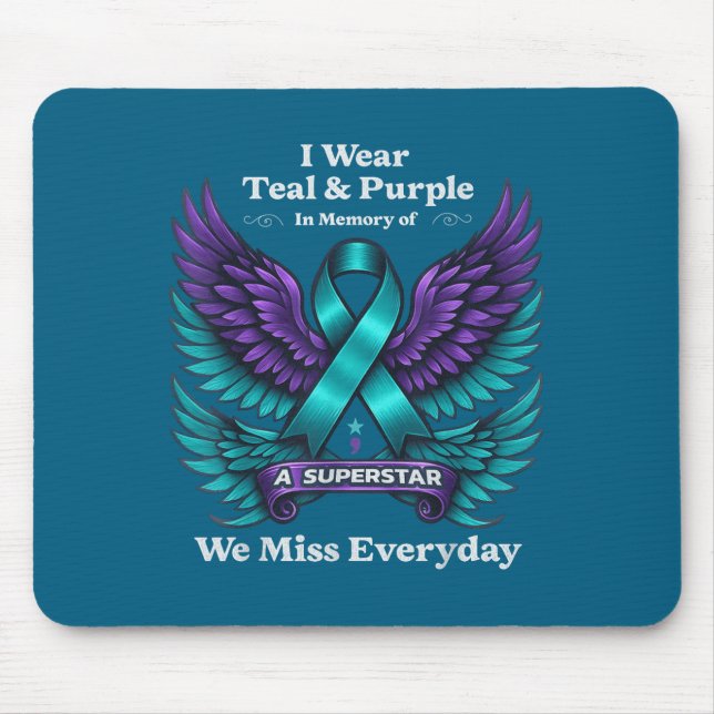 Mousepad Wear Teal &amp; Purple In Memory Of A Loved One Aw (Frente)
