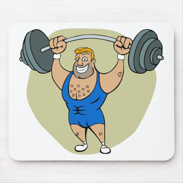 Mousepad Weightlifter dos desenhos animados (Frente)