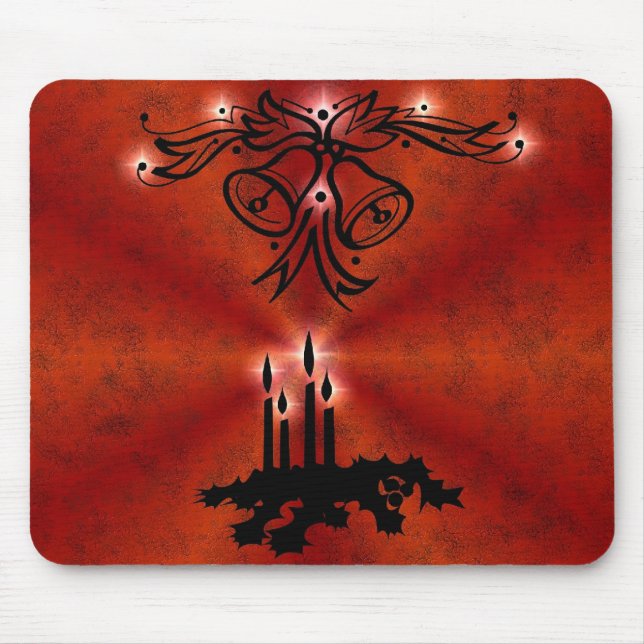 Mousepad Weihnachts Ornamente mit Sterne auf rot (Frente)