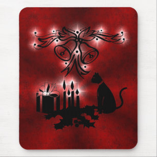 Mousepad Weihnachts Ornamente mit Sterne und Katze