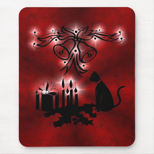 Mousepad Weihnachts Ornamente mit Sterne und Katze (Frente)