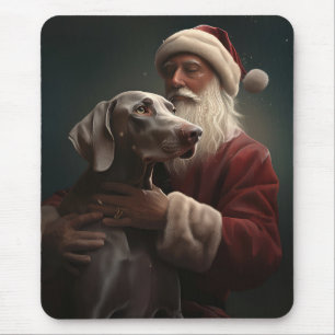 Mousepad Weimaraner Com o Papai Noel Natal Festivo