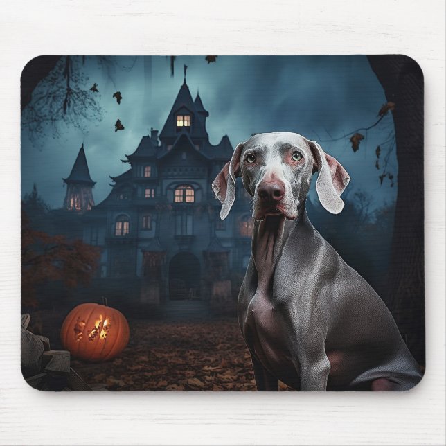 Mousepad Weimaraner Halloween Assustador (Frente)