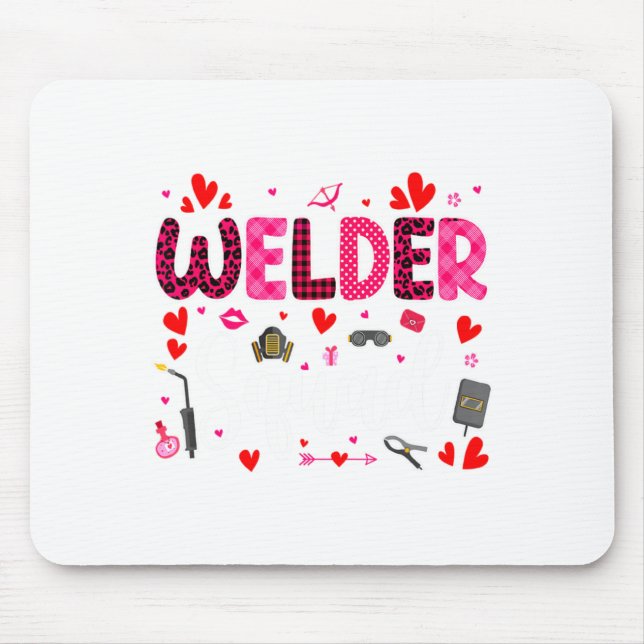 Mousepad Welder Squad Cute Tools Hearts Costume Valentines  (Frente)