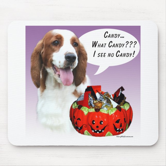 Mousepad Welsh Springer Spaniel Halloween Candy (Frente)