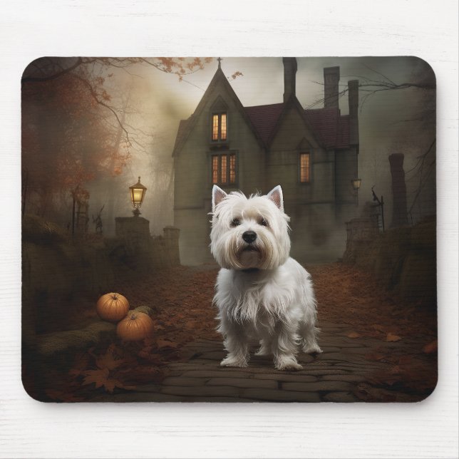 Mousepad West Highland White Terrier Dia das Bruxas Assusta (Frente)