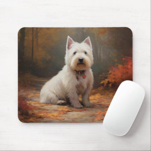 Mousepad West Highland White Terrier no outono deixa cair
