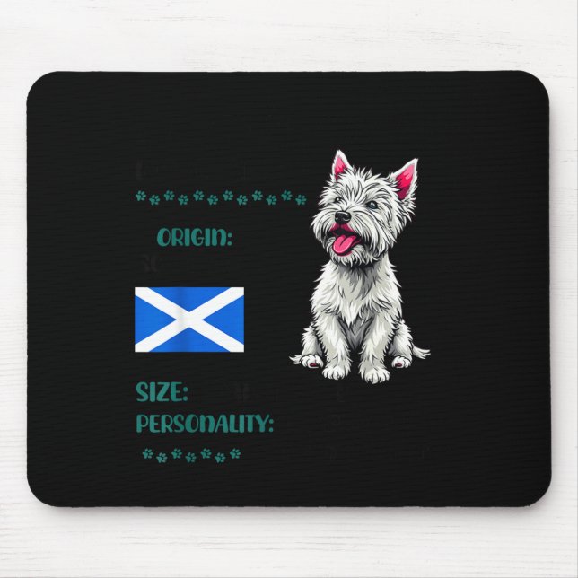 Mousepad West Highland White Terrier Origin Funny Westie Do (Frente)