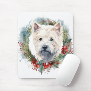 Mousepad West Highland White Terrier Wreath de Natal