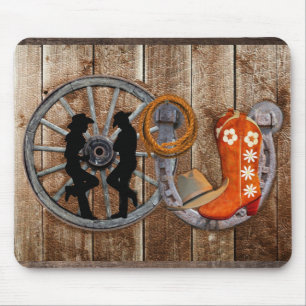 Mousepad Western Cowboy Cowgirl Ferradura Roda de Carroça