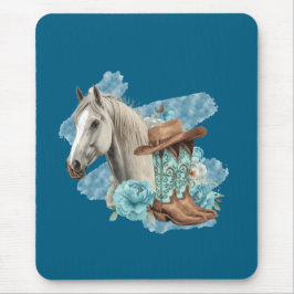 Mousepad Western Horse Mouse Pad- Navy