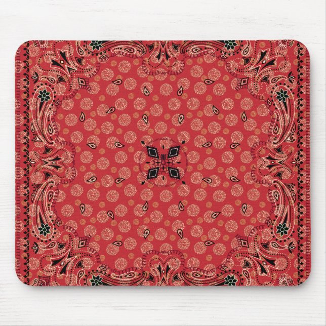Mousepad Western Paisley Red Bandana Impressão (Frente)