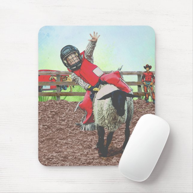 Mousepad Western Rodeo Cowboy Cowboy Mutton Busting (Com mouse)