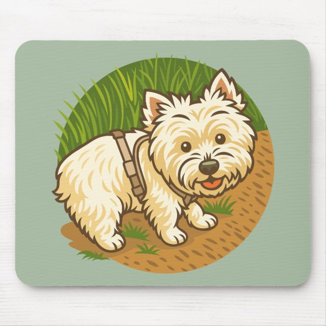 Mousepad Westie feliz na Trilha da Natureza (Frente)