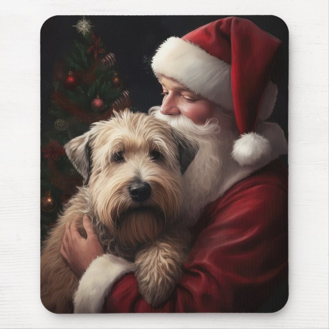 Mousepad Wheaton Terrier com Papai Noel Natal Festivo (Frente)